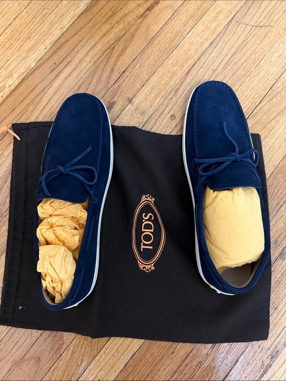 Tod's Navy Suede Slip-On Driving Moccasins